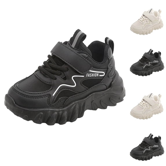 Walking Sandals Boys Girls Faux Leather Anti-Slip Adjustable Buckle Comfortable Beach Sandals Open Toe Low Heel Black 13.5(32)