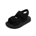 thumbnail image 1 of Walking Sandals Boys Girls Faux Leather Anti-Slip Adjustable Buckle Comfortable Beach Sandals Open Toe Low Heel Black 9(23), 1 of 9