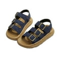 thumbnail image 1 of Walking Sandals Boys Girls Faux Leather Anti-Slip Adjustable Buckle Comfortable Beach Sandals Open Toe Low Heel Blue 13.5(32), 1 of 6