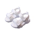 thumbnail image 1 of Walking Sandals Boys Girls Faux Leather Anti-Slip Adjustable Buckle Comfortable Beach Sandals Open Toe Low Heel White 28(28), 1 of 3