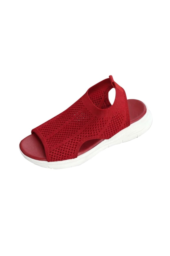 Walking Sandals Women Summer Cut Out Shoes Non-Slip Footwear with Arch Support Open Toe Slip On Wide Width Sandals for Casual Hoilday