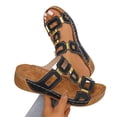 thumbnail image 1 of Walking Sandals Women,Wedge Sandals,Women's Sandals,Women's Wedge Sandals Slip - on Summer Sandals with Metallic Accents Comfortable Dressy Platform Wedges Casual Daily Walking,Black,6, 1 of 5