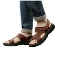 thumbnail image 1 of Walking Sandals for Men Trendy Casual Leather Comfortable Slip on Work Shoes Summer Outdoor Slides Slippers, 1 of 8