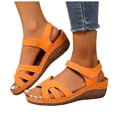thumbnail image 1 of Walking Sandals for Women Trendy Crooss Strappy Open Toe Wedges Comfy Arch Support Orthopedic Shoes Ankle Strap Summer Heels Orange Size 9.5, 1 of 7
