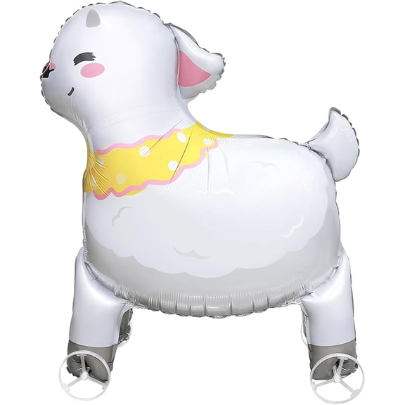 Walking Sheep Balloons With Wheels Self Standing Jungle Tiger Elephant Zebra Giraffe Bunny Dinosaur Balloon Forest Safari Zoo Theme Baby Shower Birthday Party Supplies Decor(4D Sheep)