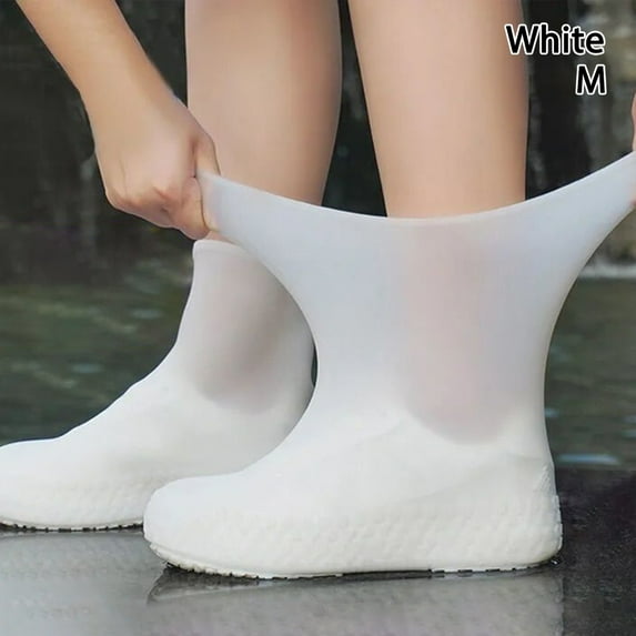 Walking Shoes Accessories Latex Shoes Protectors Waterproof Reusable Rain Boot Shoe Covers Rain Shoe Cover Overshoes WHITE M
