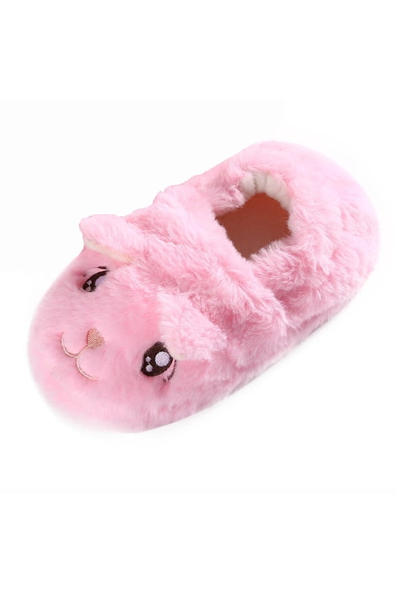 Walking Shoes for Babies Size 2.5-3.5 Years Slippers Cute Cartoon Cat Warm Indoor Non Slippers Flats Comfort Lightweight Elastic First Birthday Pink Sneakers
