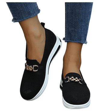 Walking Shoes For Women Orthopedic Air Cushioned Sole Knit Driving Loafers Comfortable Slip-on Flat Shoes Clearance Sale