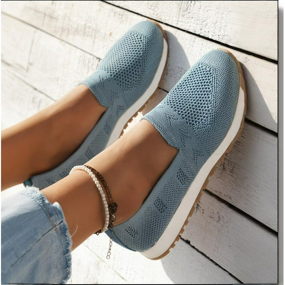 Walking Shoes For Women Orthopedic Air Cushioned Sole Loafers Memory Foam Slip On Sneakers Knitted Shoes Clearance Sale
