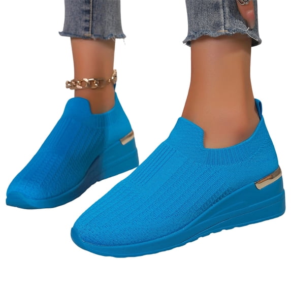 Walking Shoes Women Arch Support, Women's Breathable Mesh Tennis Shoes Non Slip Orthopedic Sneakers Thick Sole Casual Shoe Memory Foam Slip On Sneakers, 43