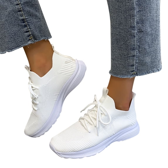 Walking Shoes Women Non Slip Orthopedic Arch Support Lace up Running Sneakers Work Breathable Soft Lightweight Outdoor Footwear Beige Size 7