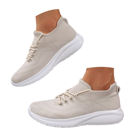 Walking Shoes Women Non Slip Orthopedic Arch Support Running Sneakers Work Breathable Soft Lightweight Outdoor Footwear Beige Size 6