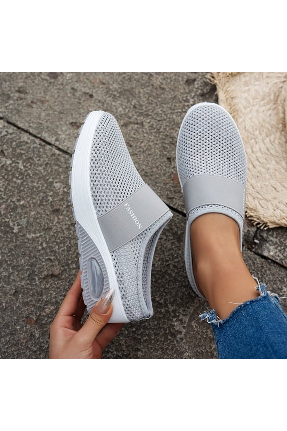 Walking Shoes, Women Shoes, Office Shoes, Shoes for Women, Womens Shoes, Air-Cushion Slip-On Walking Shoes, Orthopedic Diabetic Slippers, With Arch-Support for Women, Light Gray 7