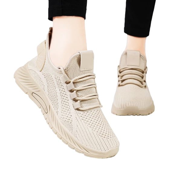 Walking Shoes Women,Women's Fashion Trail Running Shoes,Lightweight Mesh Breathable Sneakers,Outdoor Low Top Casual Sneakers,for Travel Mountaineering Running Training Fitness,Beige,6