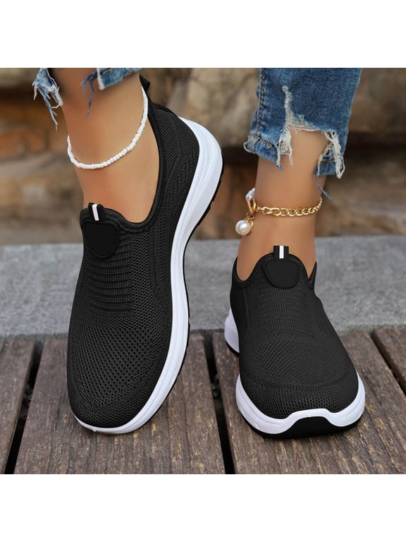 Walking Shoes Women,Womens Slip On Shoes,Womens Gym Shoes,Women's Slip on Walking Shoes Hands Free Non-Slip Lightweight Gym Workout Casual Comfort Breathable Running Tennis Fashion Sneakers,Black,9