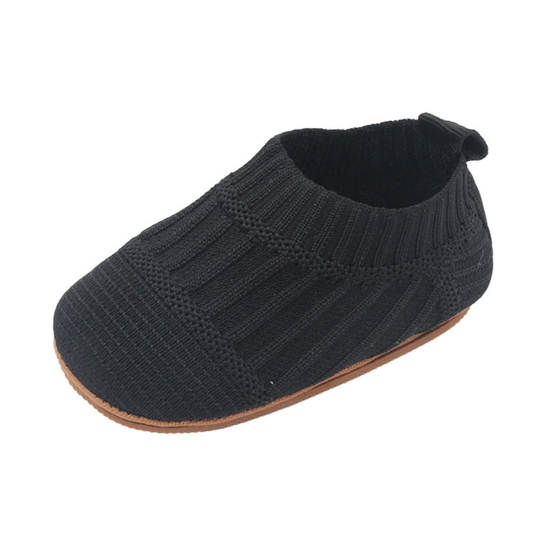 Walking Shoes for Babies Size 6 12 Months Breathable Solid Color Mesh Floor Non Slip Flats Comfort Lightweight Elastic First Birthday Black Boots