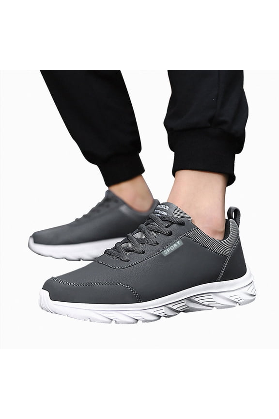 Walking Shoes for Men Lace up Nonslip Running Sneakers Waterproof Outdoor Hiking Trekking Athletic Shoes Gray Size 10