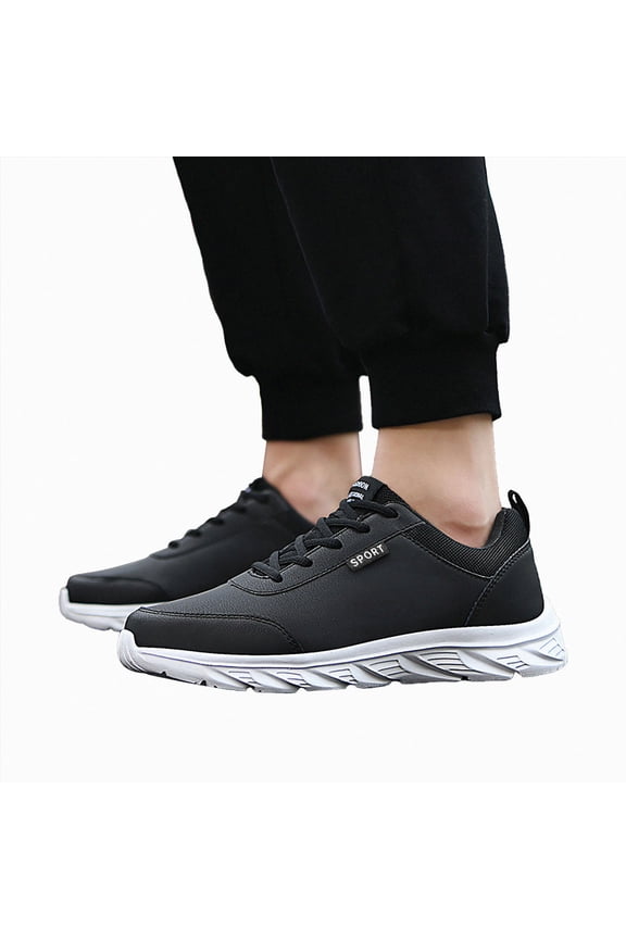 Walking Shoes for Men Lace up Nonslip Running Sneakers Waterproof Outdoor Hiking Trekking Athletic Shoes White Size 8.5