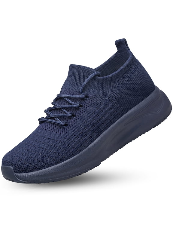 Walking Shoes for Men Non Slip Running Shoes Lightweight Breathable Slip on Sock Shoes Workout Gym Fashion Sneakers Navy Blue Size 10.5