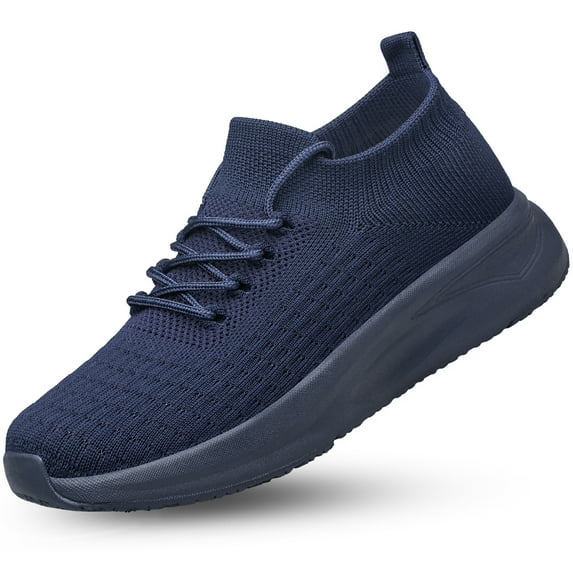 vibdiv Walking Shoes for Men Non Slip Running Shoes Lightweight Breathable Slip on Sock Shoes Workout Gym Fashion Sneakers Navy Blue Size 11