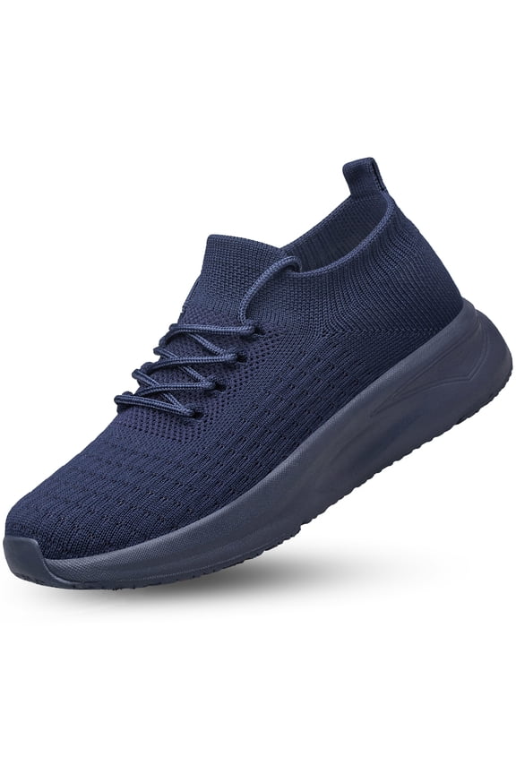 Walking Shoes for Men Non Slip Running Shoes Lightweight Breathable Slip on Sock Shoes Workout Gym Fashion Sneakers Navy Blue Size 12