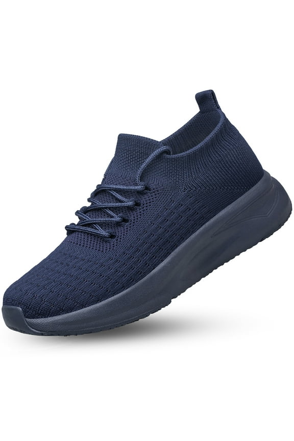 Walking Shoes for Men Non Slip Running Shoes Lightweight Breathable Slip on Sock Shoes Workout Gym Fashion Sneakers Navy Blue Size 13