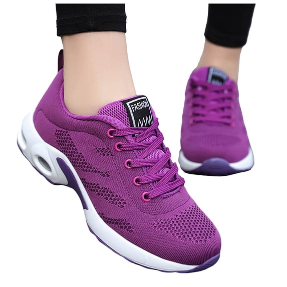 Walking Shoes for Men Women Non Slip Lace up Lightweight Casual Sneakers Athletic Cushioned Fashion Slip on Work Shoes Purple Size 10