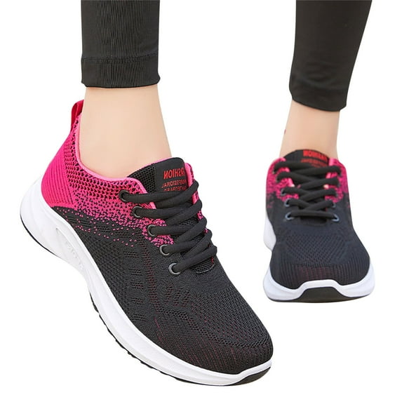 Walking Shoes for Women Colorblock Knitted Autumn Outdoor Sport Running Sneakers Non Slip Work Nurse Trainers