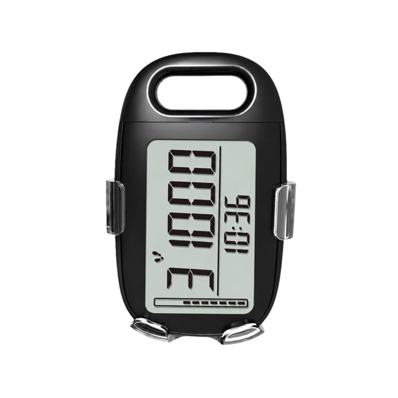Walking Step Trackers Pedometer with Front Digital Display, 3D Sensing, Distance and Calorie Estimates, Compacts Plastic Body, Integrated Carry Hoop, and Exterior Control