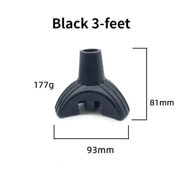 Walking Stick Cane Crutch Tripod Pad Rubber Tip Self Standing Nonslip End Ferrule Bottom Black