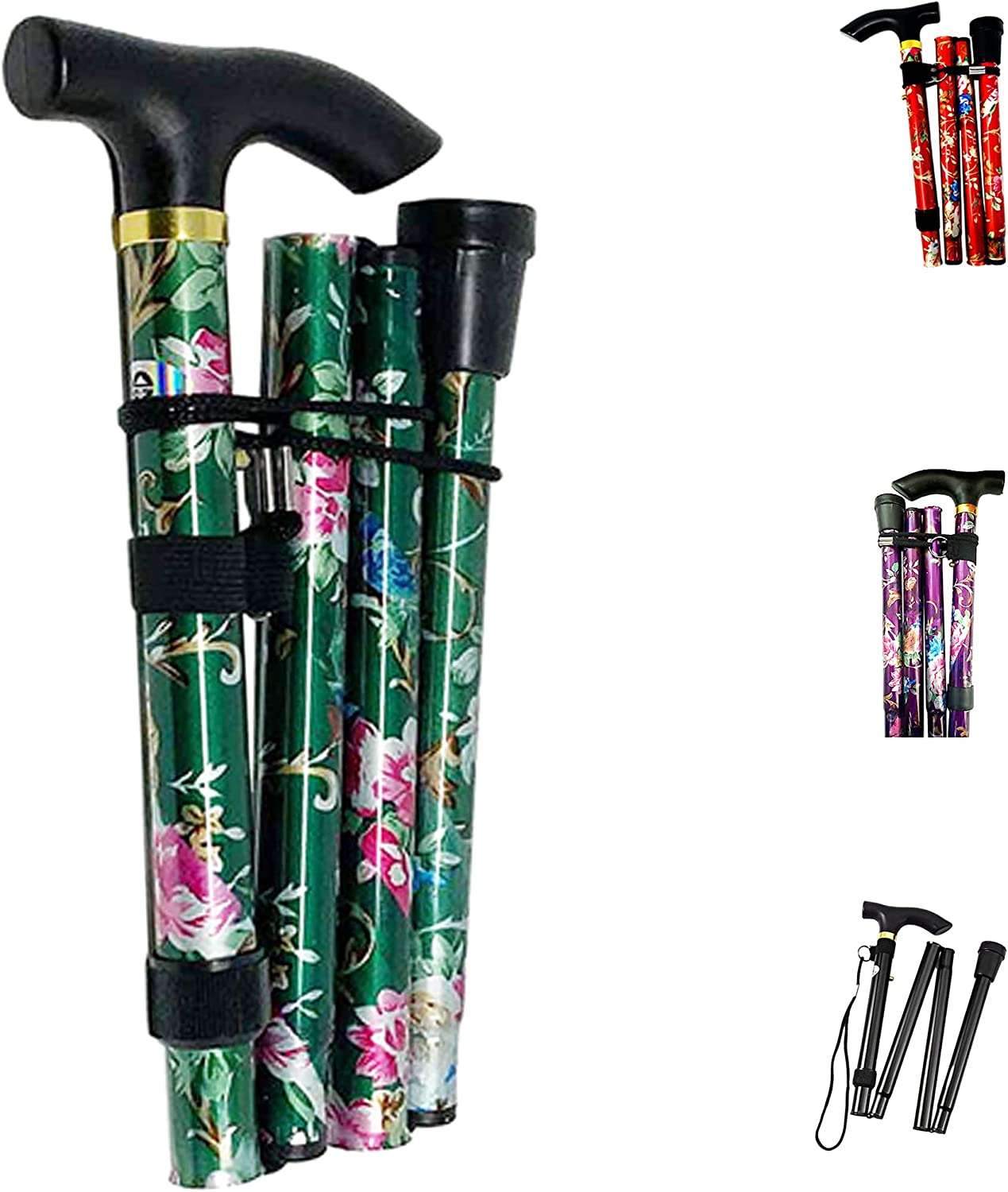 Walking Stick, Easy Adjustable Height Folding Extendable Walking Cane