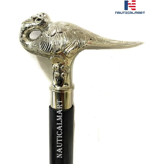 Walking Stick Sterling Silver Swan with Black Beech Wood Shaft | Agatha Christie's Poirot Cane