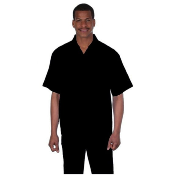 Walking Suits Casual Two Piece Sets Summer Short Sleeve Shirt & Pants Casual Two Piece Walking Outfit For Sale Pant Sets Casual Suit Set Mens Suit 100% Linen Fabric - Black