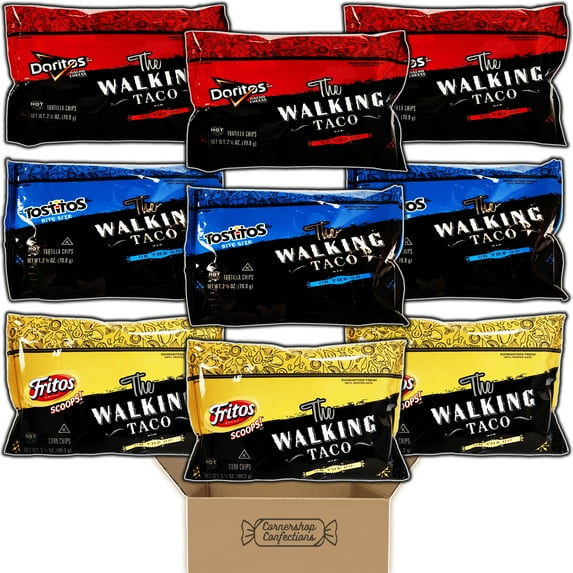 Walking Taco Mix and Match Bulk Bundles - 3 Flavor Variety 9 Bag Pack - Scoop Up Cheeses, Sales, and Dips at Parties or Mash Up for On-TheGo Taco-In-A-Bag - In Cornershop Confections Pack