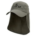 thumbnail image 1 of Walking The Dog Embroidered Men's UV 50+ Drawstring Flap Cap - Olive OSFM, 1 of 5