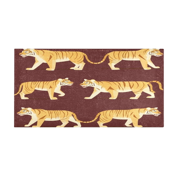 Walking Tigers 39x20" Bath Mat Carpet, Absorbent and Non-Slip for Kitchen or Bathroom, Quick-Drying