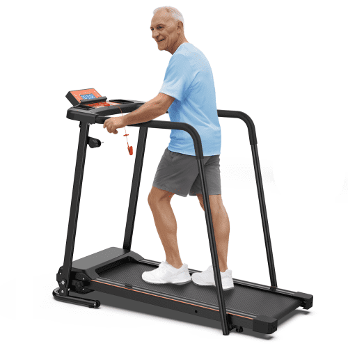 Walking Treadmill for Senior, Foldable Treadmill with Long Handrail, Recovery Fitness Exercise Machine for Home, Optional APP Control, Cup & Phone Holder, 300 LBS Capacity