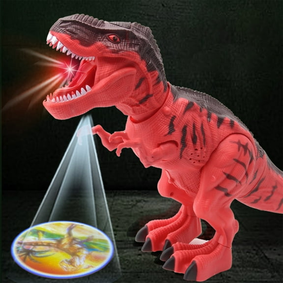 Walking Tyrannosaurus Dinosaur Toy, Roaring Interactive Dinosaur, Kids LED Light Up Dinosaur That Walks and Lays Eggs for Boys and Girls Ages 3+, Red and Green Plastic Battery Operated