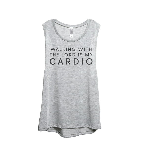 Walking With The Lord Is My Cardio Women's Fashion Sleeveless Muscle Workout Yoga Tank Top Sport Grey X-Large
