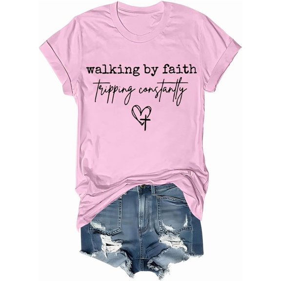 Walking by Faith Tripping Constantly T Shirt Funny Christian Faith Bible T-Shirt Unisex
