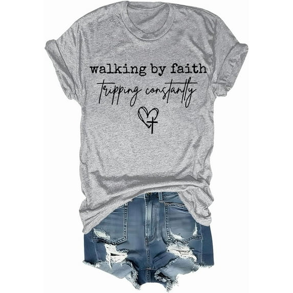 Walking by Faith Tripping Constantly T Shirt Funny Christian Faith Bible T-Shirt Unisex