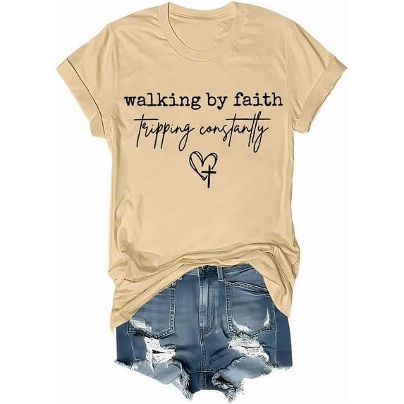 Walking by Faith Tripping Constantly T Shirt Funny Christian Faith Bible T-Shirt Unisex