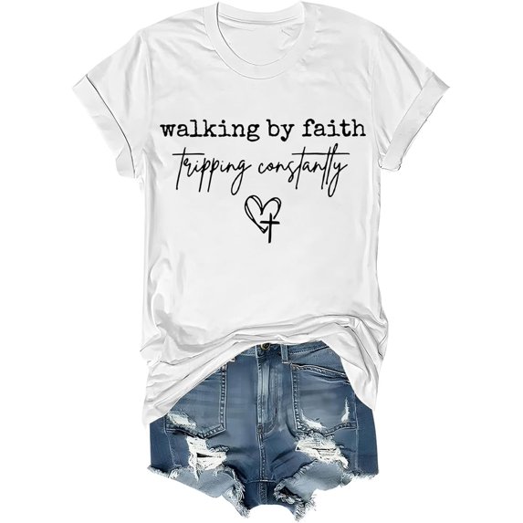 Walking by Faith Tripping Constantly T Shirt Funny Christian Faith Bible T-Shirt Unisex