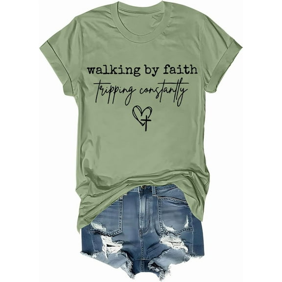 Walking by Faith Tripping Constantly T Shirt Funny Christian Faith Bible T-Shirt Unisex