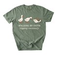 thumbnail image 1 of Walking by Faith Tripping Constantly T-Shirt, Minimal Christian Graphic Tee, 1 of 3