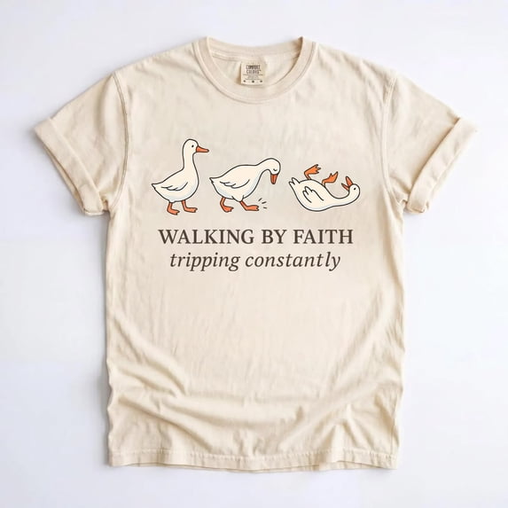 Walking by Faith Tripping Constantly T-Shirt, Minimal Christian Graphic Tee
