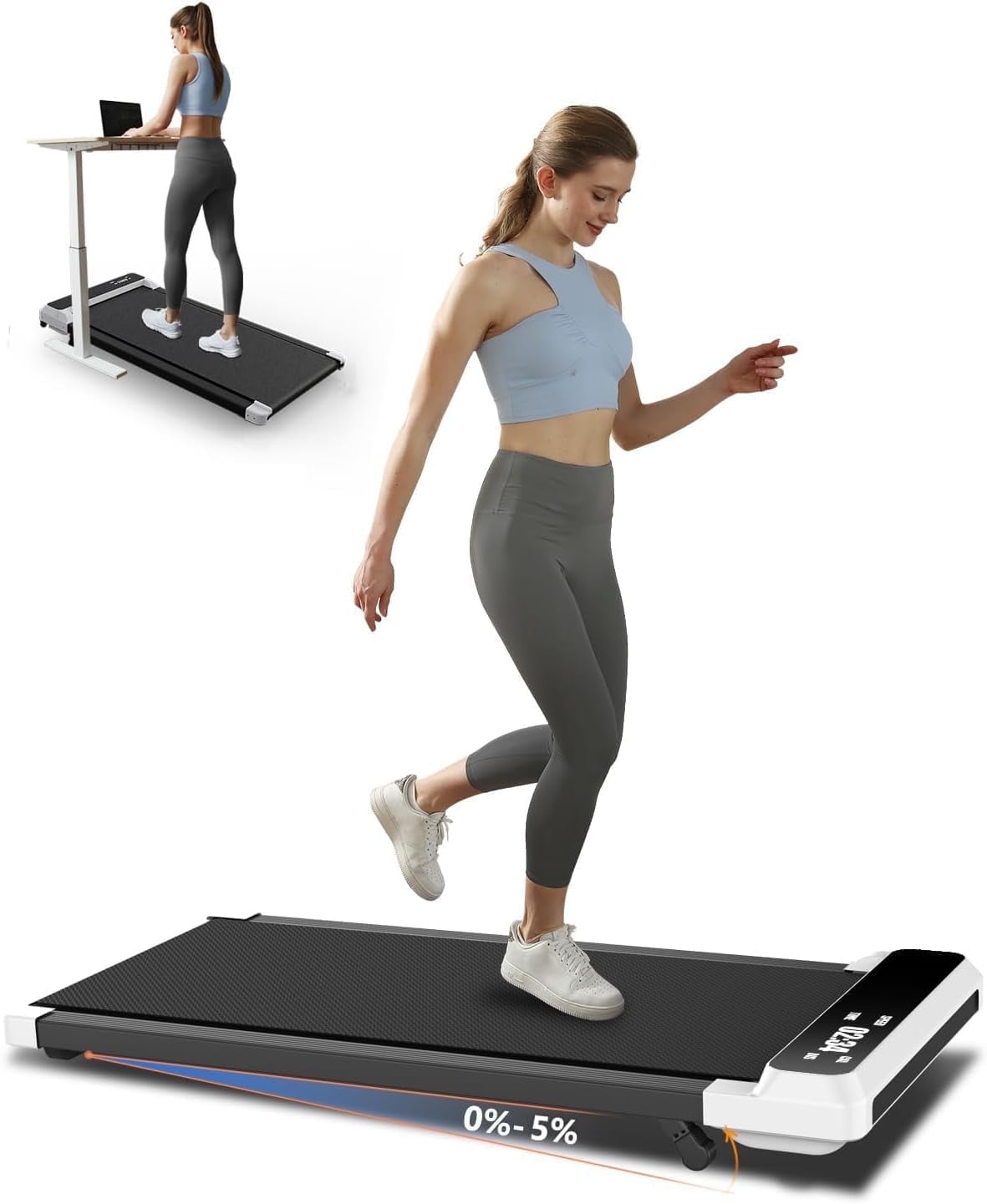 JURITS 2 in 1 Walking and Jogging Treadmill, Under Desk with