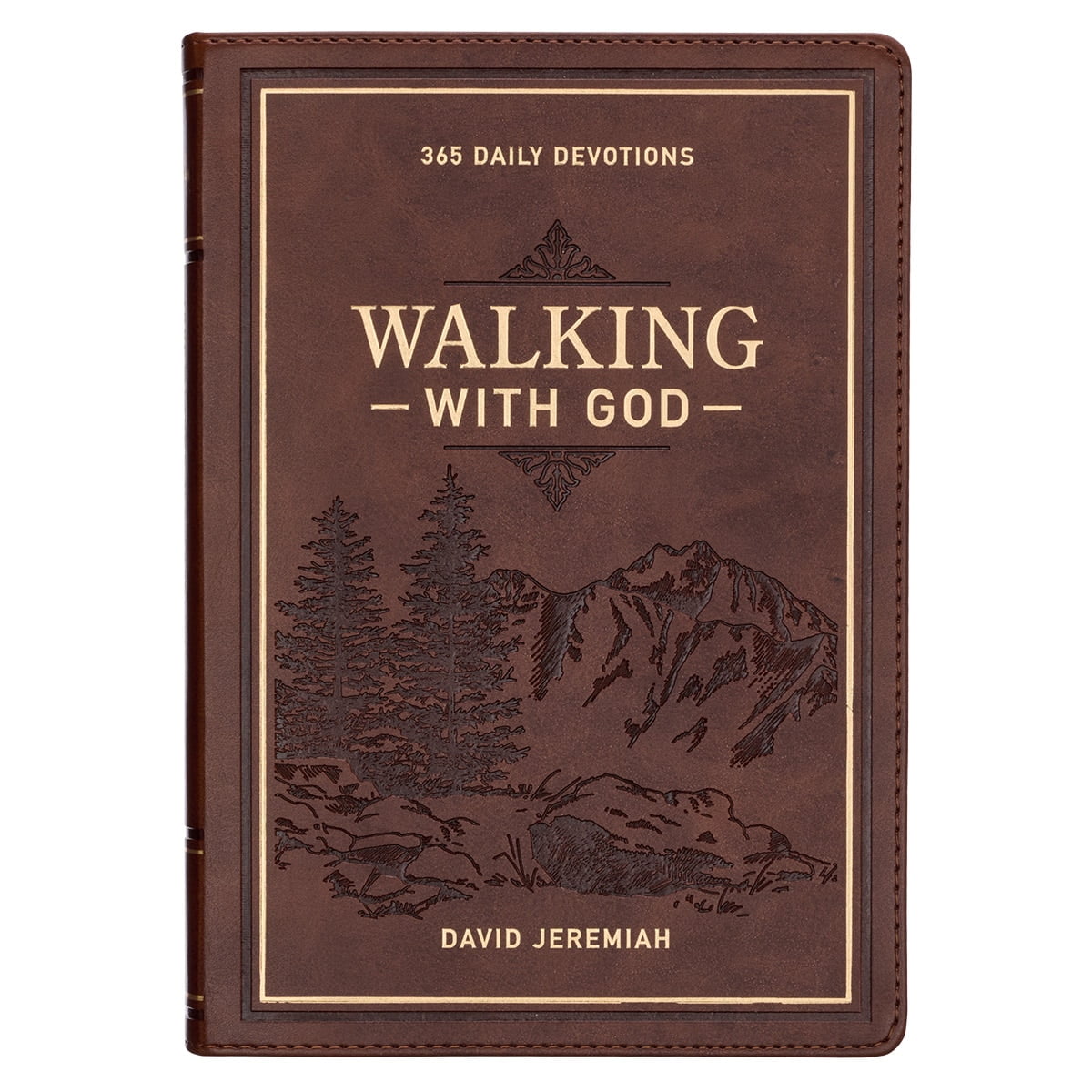 DAVID JEREMIAH Walking with God 365 Daily Devotions, Large Print Brown Faux Leather