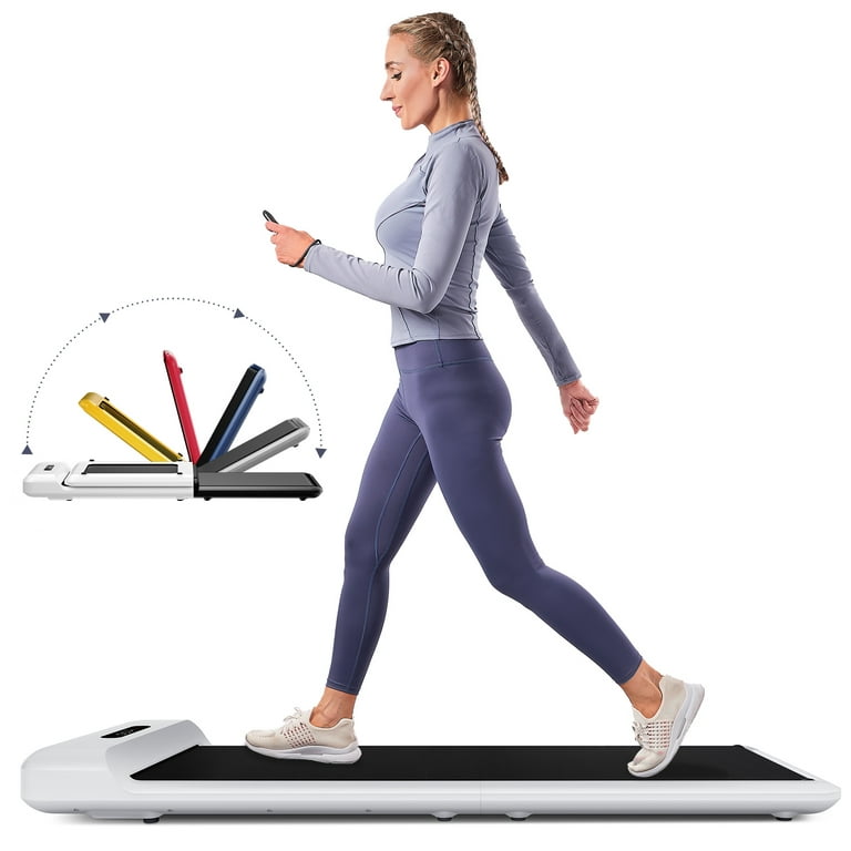 WalkingPad C2 Under Desk Portable Treadmill Double Folding for Storage with  Smart Walk Sensors in White, 1HP Power Max Speed 3.7 MPH 