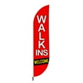 thumbnail image 1 of Walkins Welcome Feather Flag(11.5feetX2.5feet) by DreamController | Outdoor Business Advertising Tall Flag | Weather-Resistant Knitted Swooper Flag | Made in USA | HD Print (Flag Only), 1 of 4